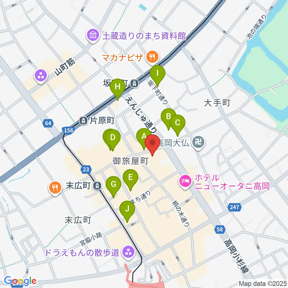 御旅屋座周辺のカフェ一覧地図