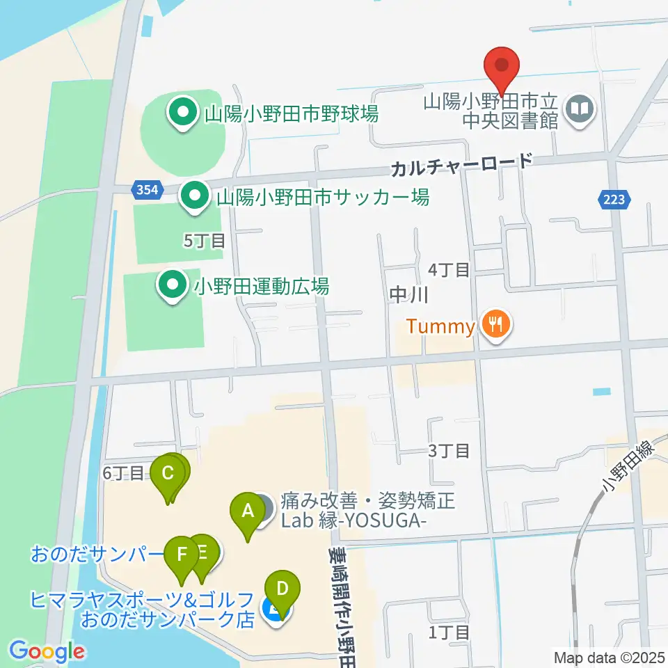 山陽小野田市民館周辺のカフェ一覧地図