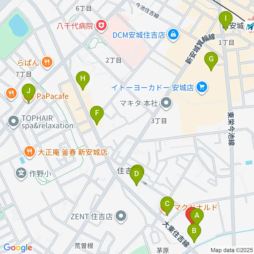 ボーカル教室かのん周辺のカフェ一覧地図