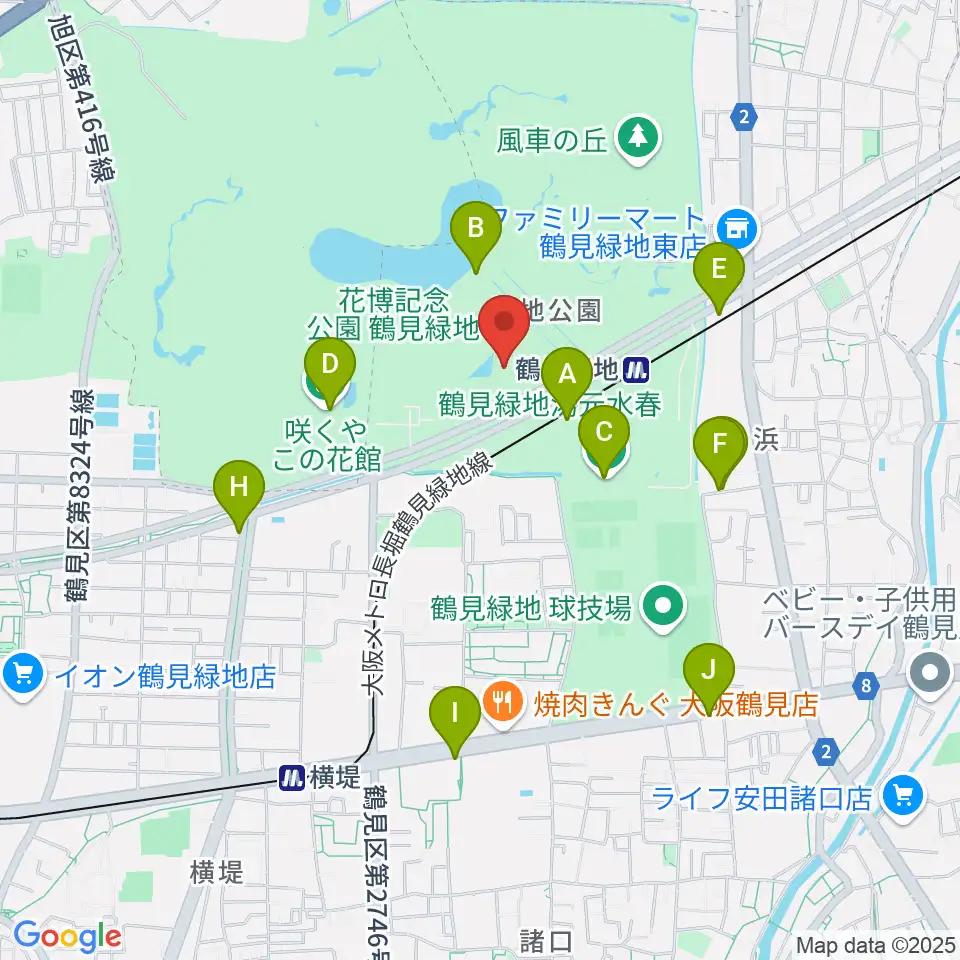 ハナミズキホール(水の館ホール)周辺のカフェ一覧地図