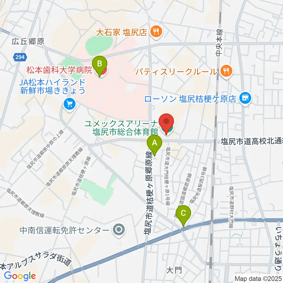 ユメックスアリーナ周辺のカフェ一覧地図