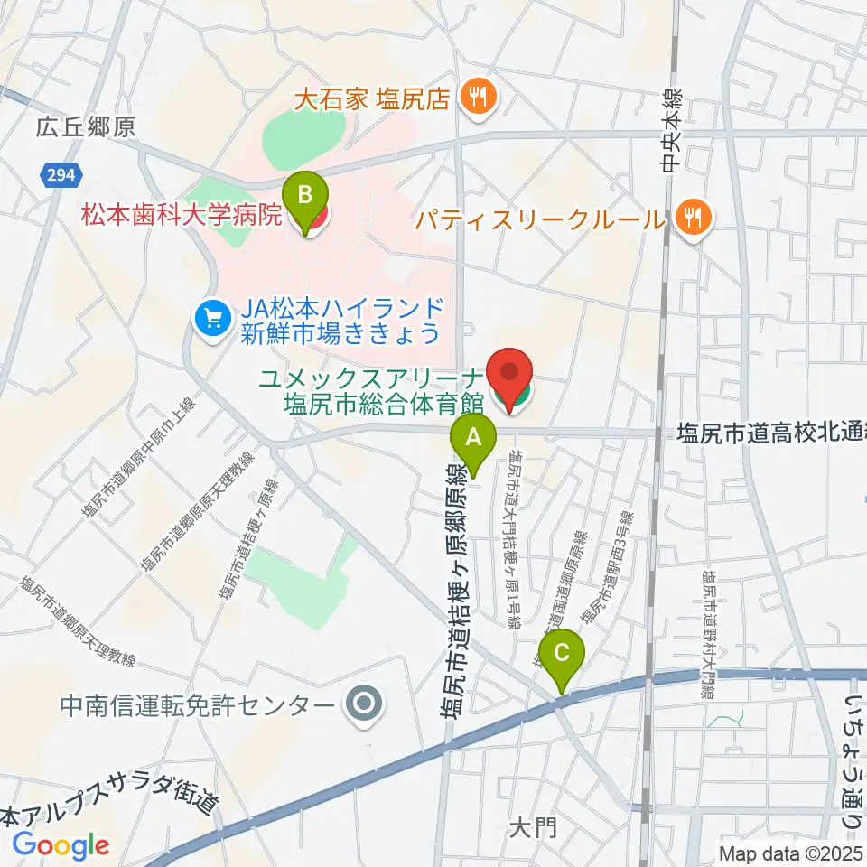 ユメックスアリーナ周辺のカフェ一覧地図