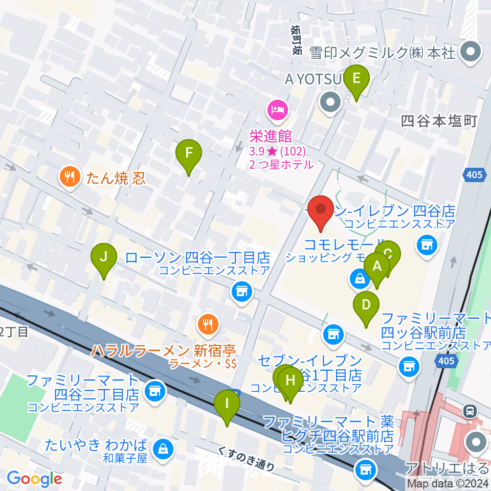 四谷スポーツスクエア周辺のカフェ一覧地図