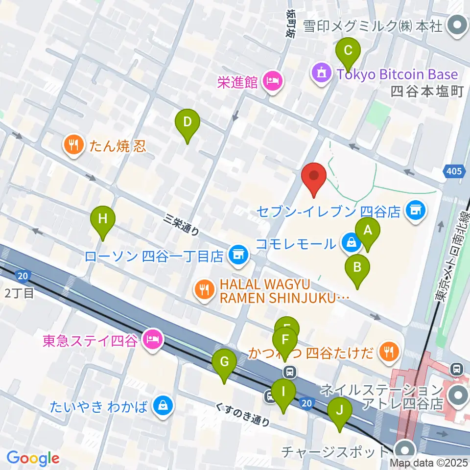 四谷スポーツスクエア周辺のカフェ一覧地図
