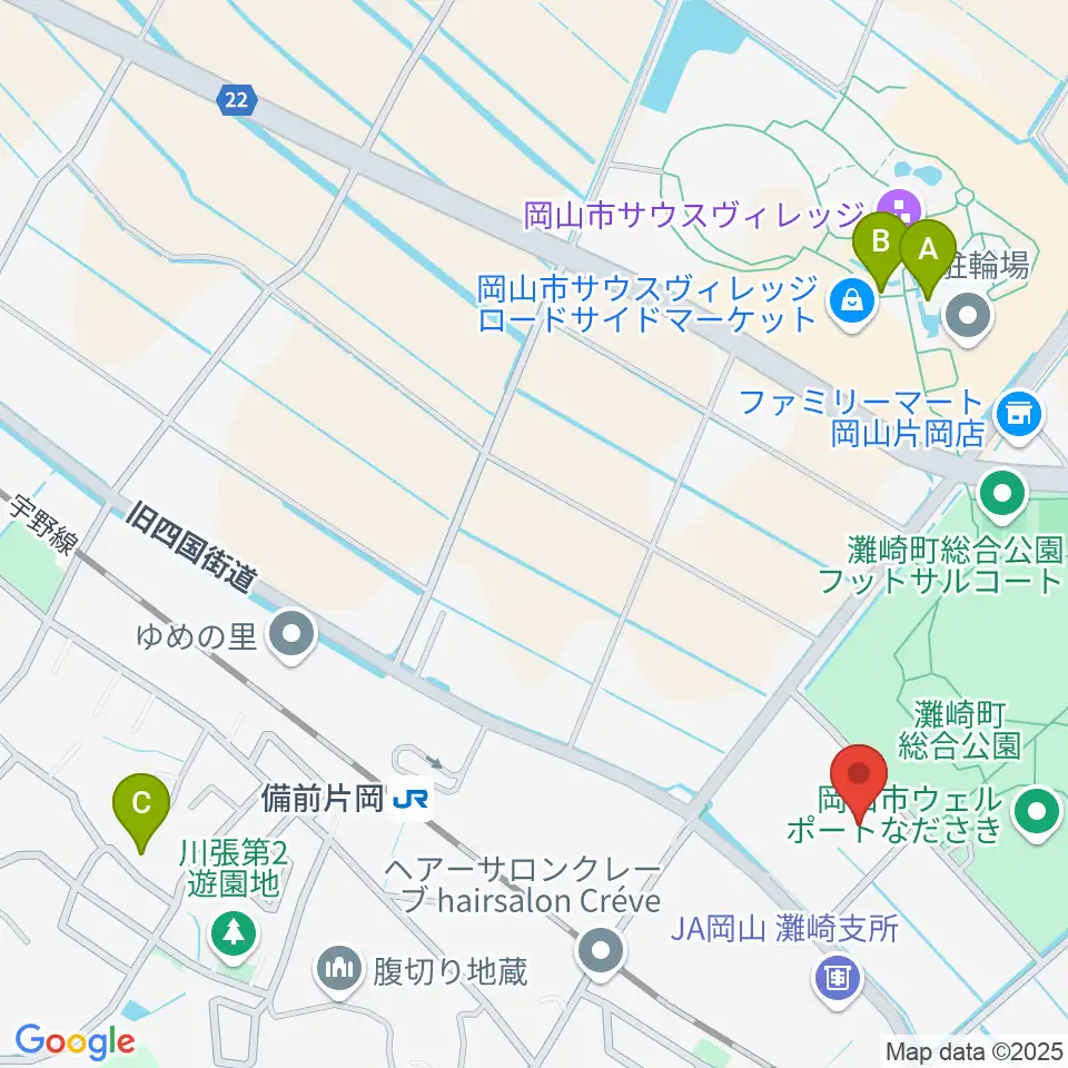 岡山市灘崎文化センター周辺のカフェ一覧地図