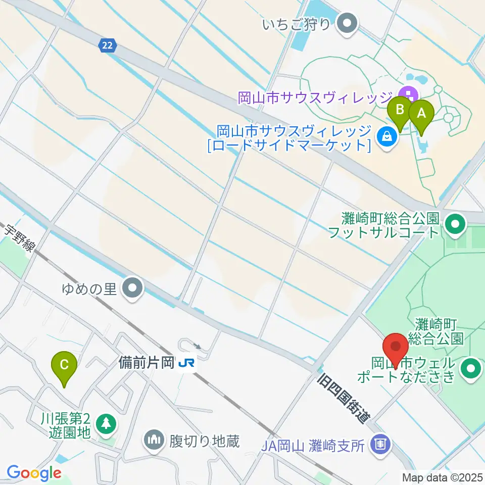 岡山市灘崎文化センター周辺のカフェ一覧地図