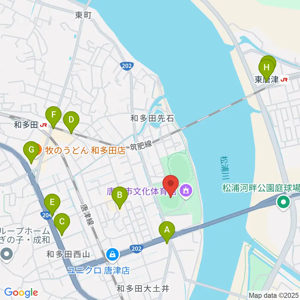 SHOWAハンバーガースタジアム唐津周辺のカフェ一覧地図