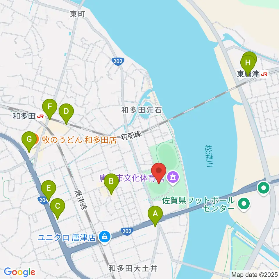 SHOWAハンバーガースタジアム唐津周辺のカフェ一覧地図