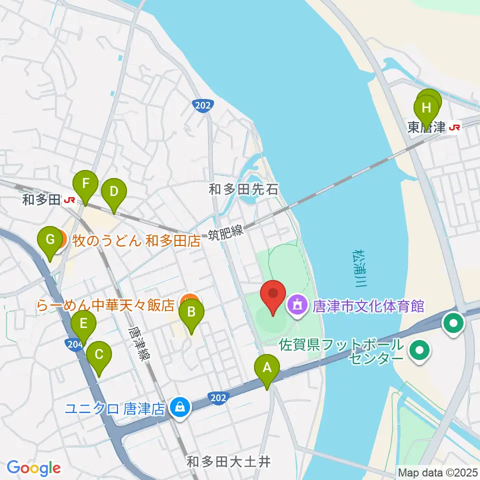 SHOWAハンバーガースタジアム唐津周辺のカフェ一覧地図