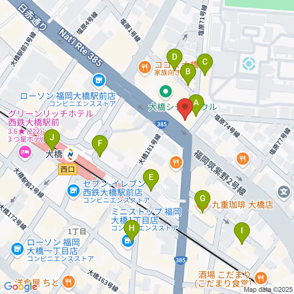 sound Boogie大橋店周辺のカフェ一覧地図