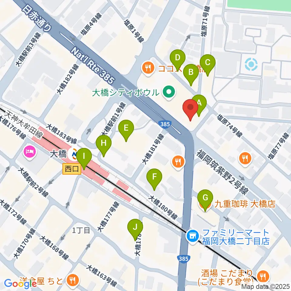 sound Boogie大橋店周辺のカフェ一覧地図