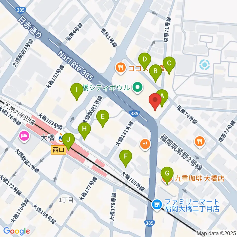 sound Boogie大橋店周辺のカフェ一覧地図
