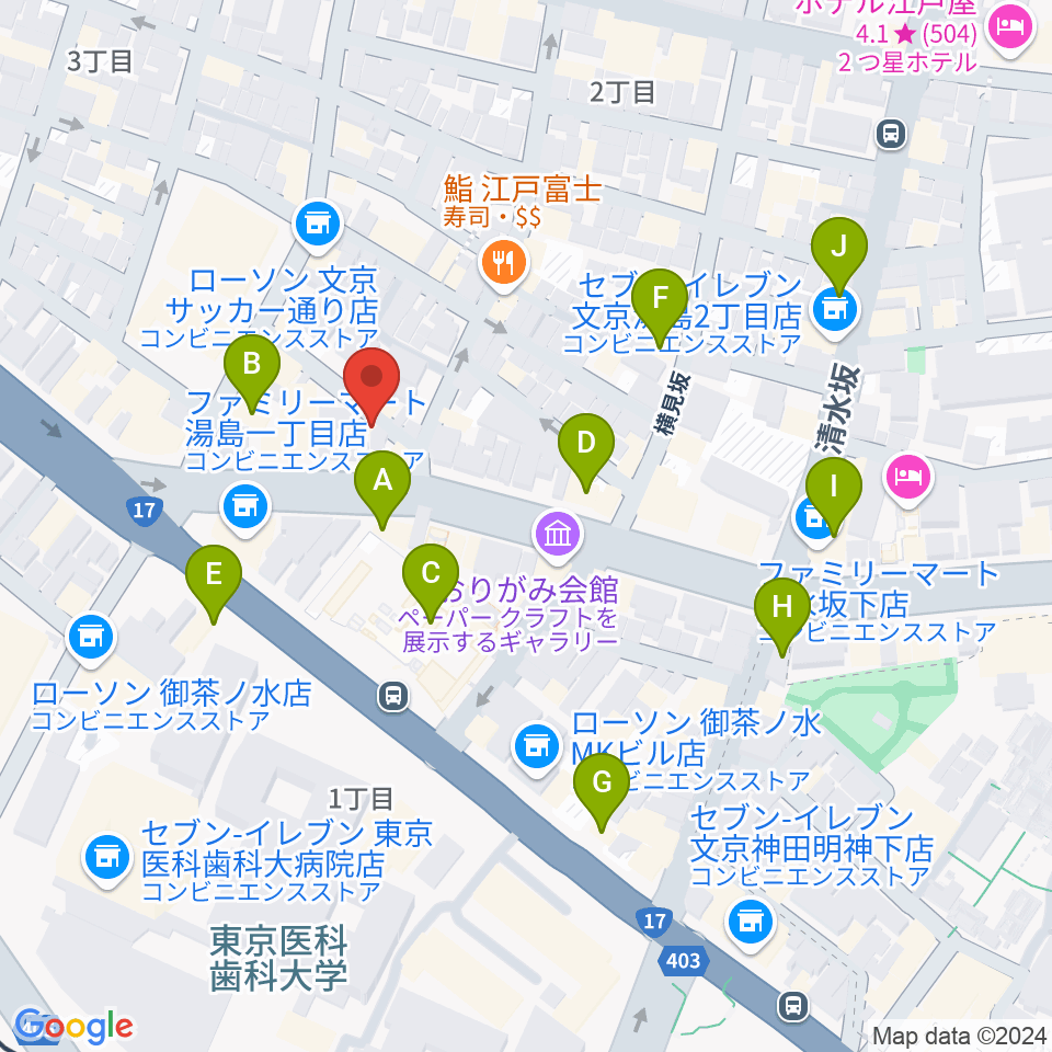 サウンドナイン御茶ノ水店周辺のカフェ一覧地図