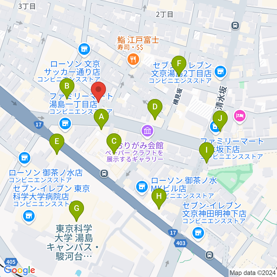 サウンドナイン御茶ノ水店周辺のカフェ一覧地図