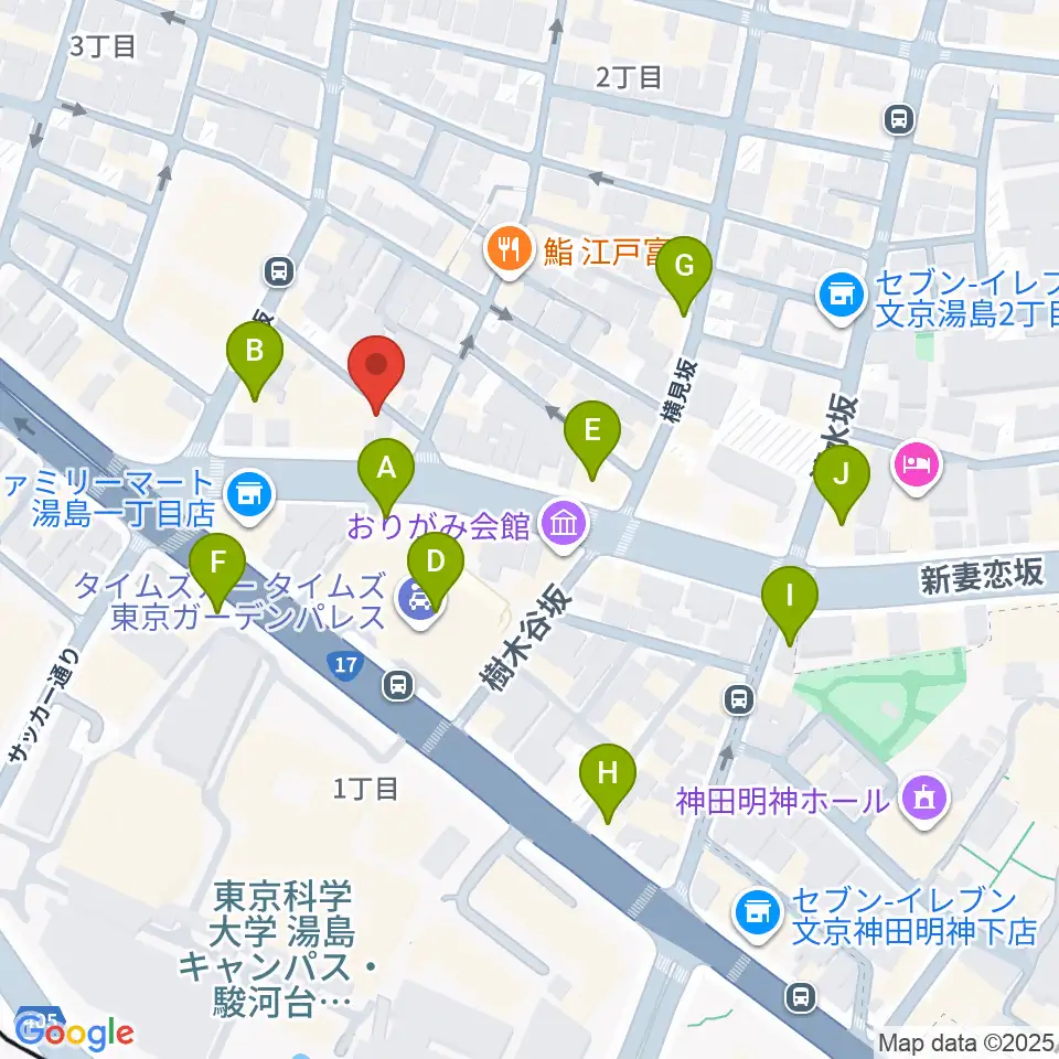 サウンドナイン御茶ノ水店周辺のカフェ一覧地図