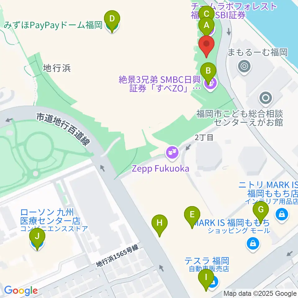 よしもと福岡 大和証券劇場周辺のカフェ一覧地図