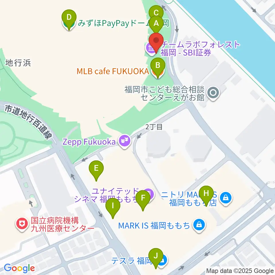 よしもと福岡 大和証券劇場周辺のカフェ一覧地図