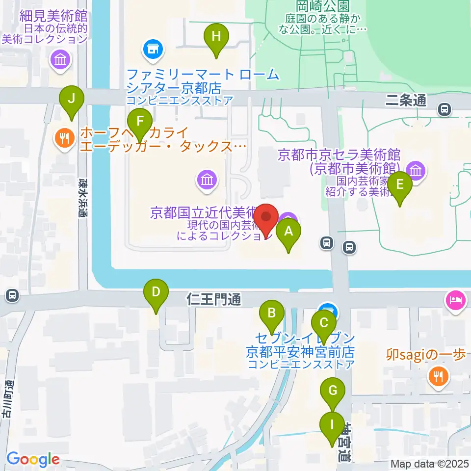 京都国立近代美術館周辺のカフェ一覧地図