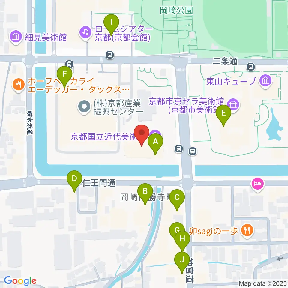 京都国立近代美術館周辺のカフェ一覧地図