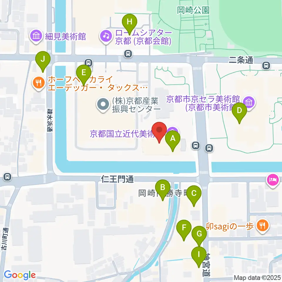 京都国立近代美術館周辺のカフェ一覧地図