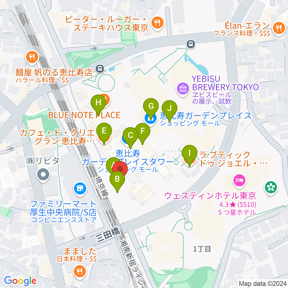 東京都写真美術館周辺のカフェ一覧地図