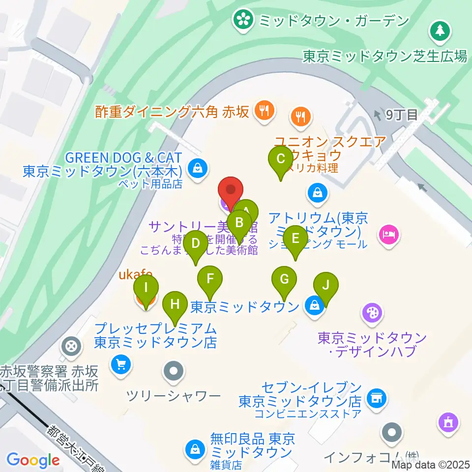 サントリー美術館周辺のカフェ一覧地図