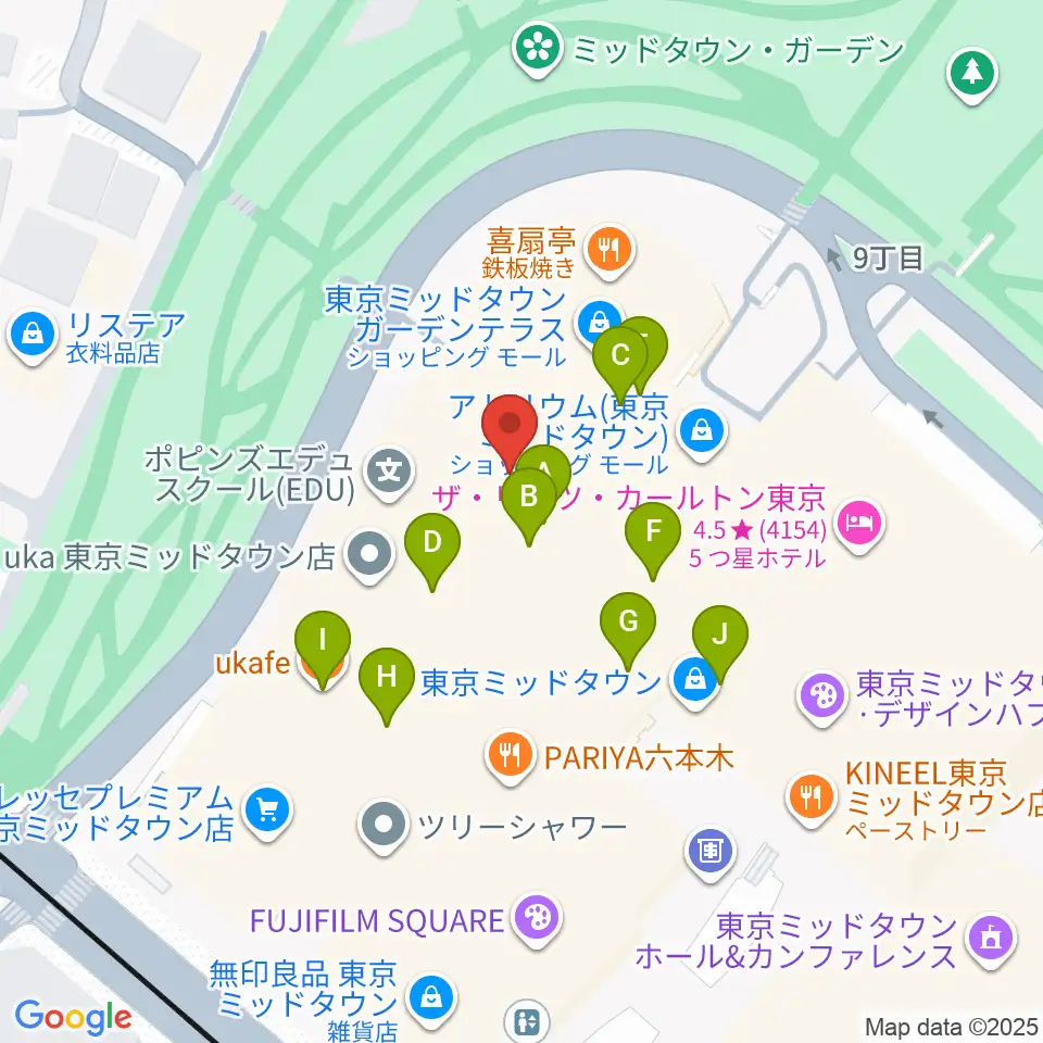 サントリー美術館周辺のカフェ一覧地図