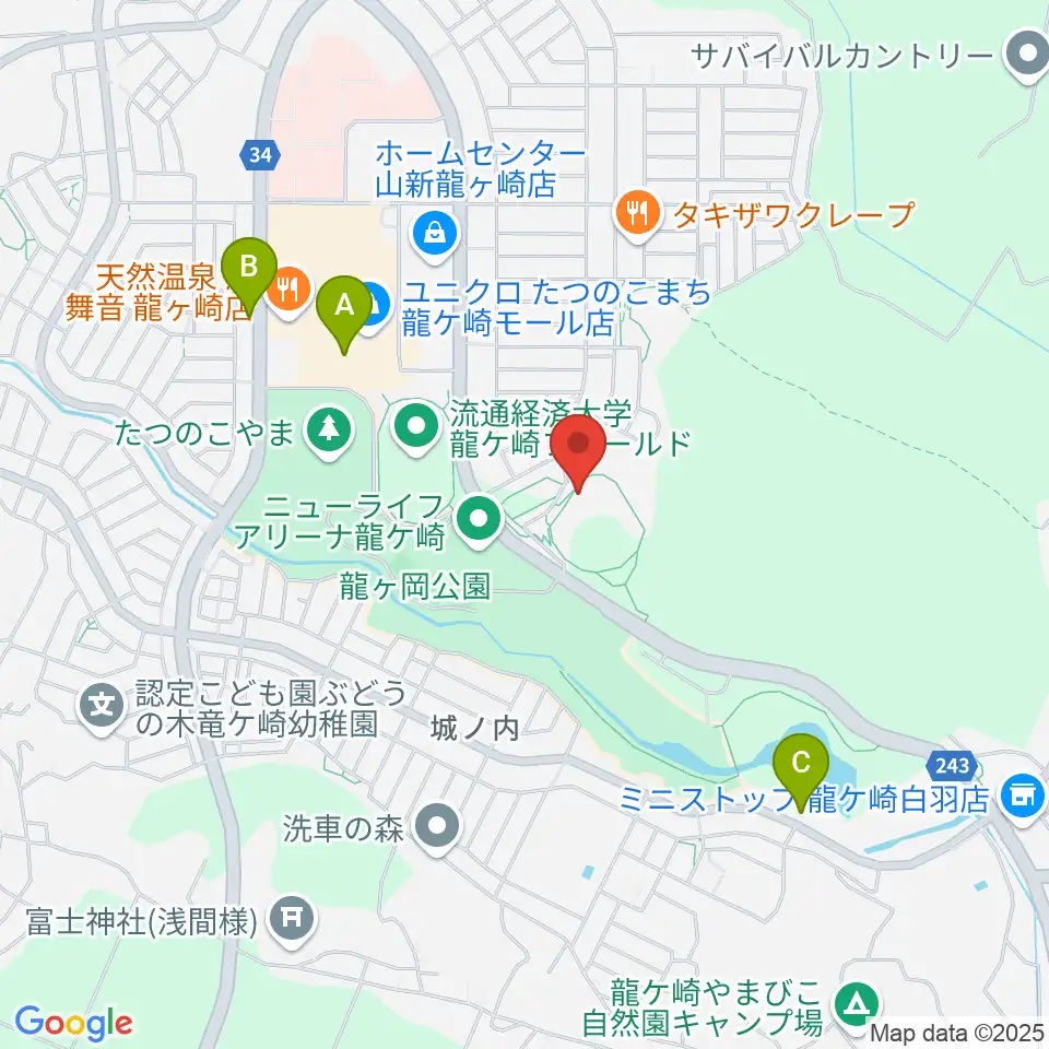 TOKIWAスタジアム龍ケ崎周辺のカフェ一覧地図