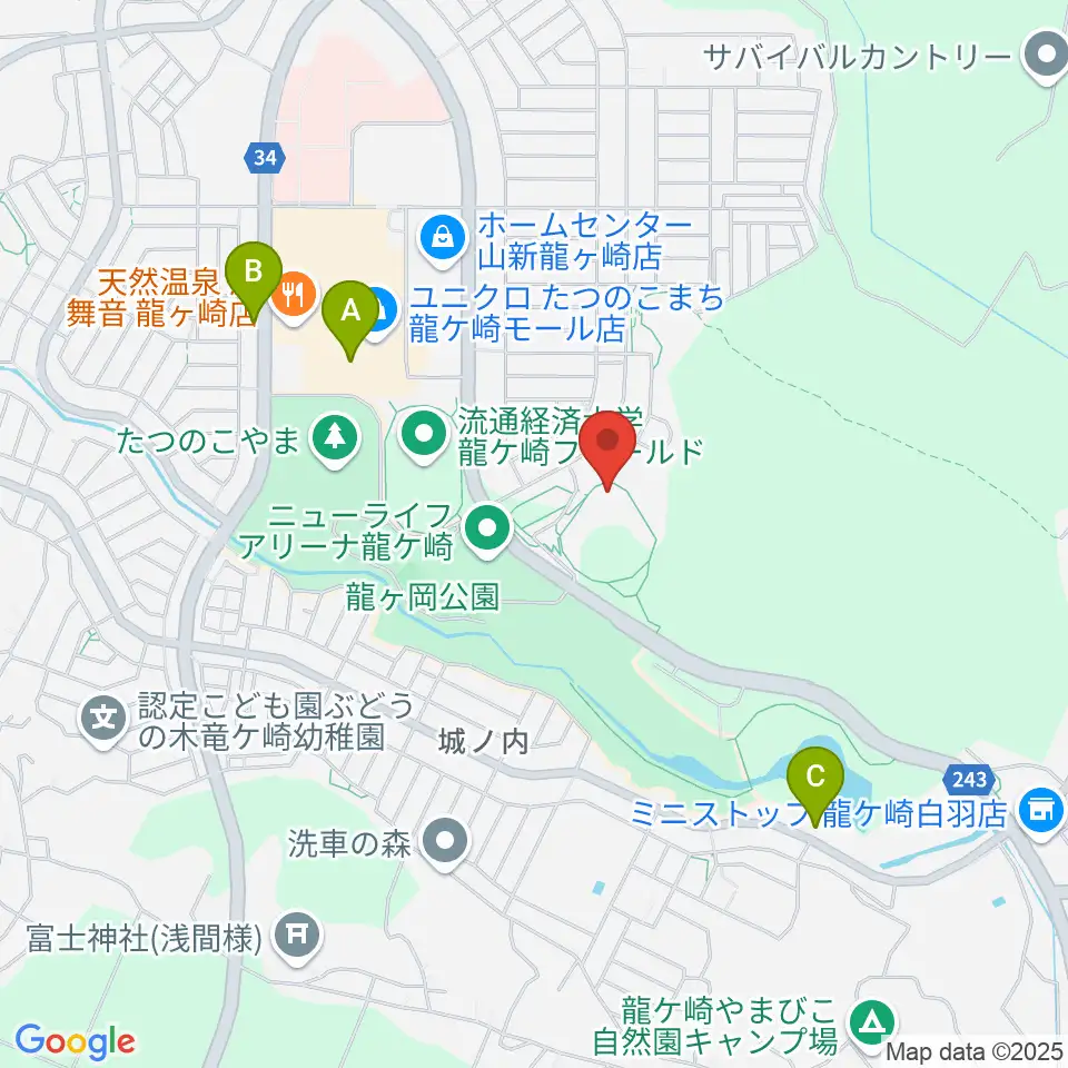 TOKIWAスタジアム龍ケ崎周辺のカフェ一覧地図
