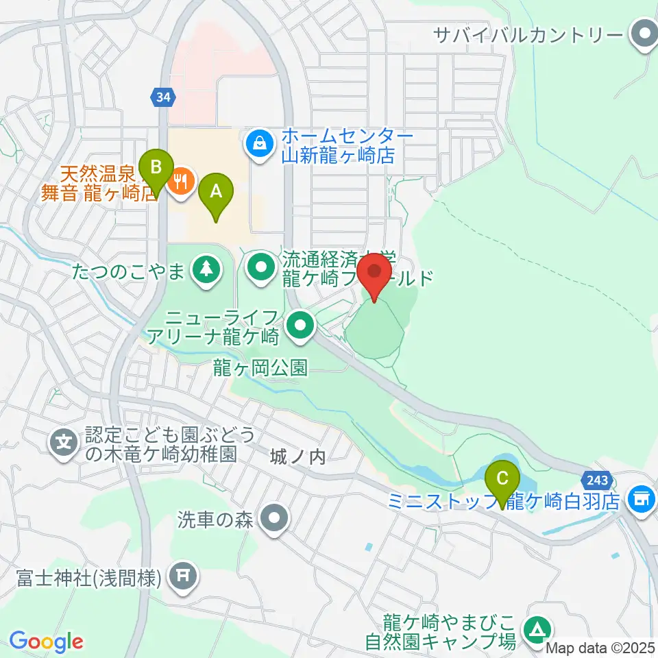 TOKIWAスタジアム龍ケ崎周辺のカフェ一覧地図