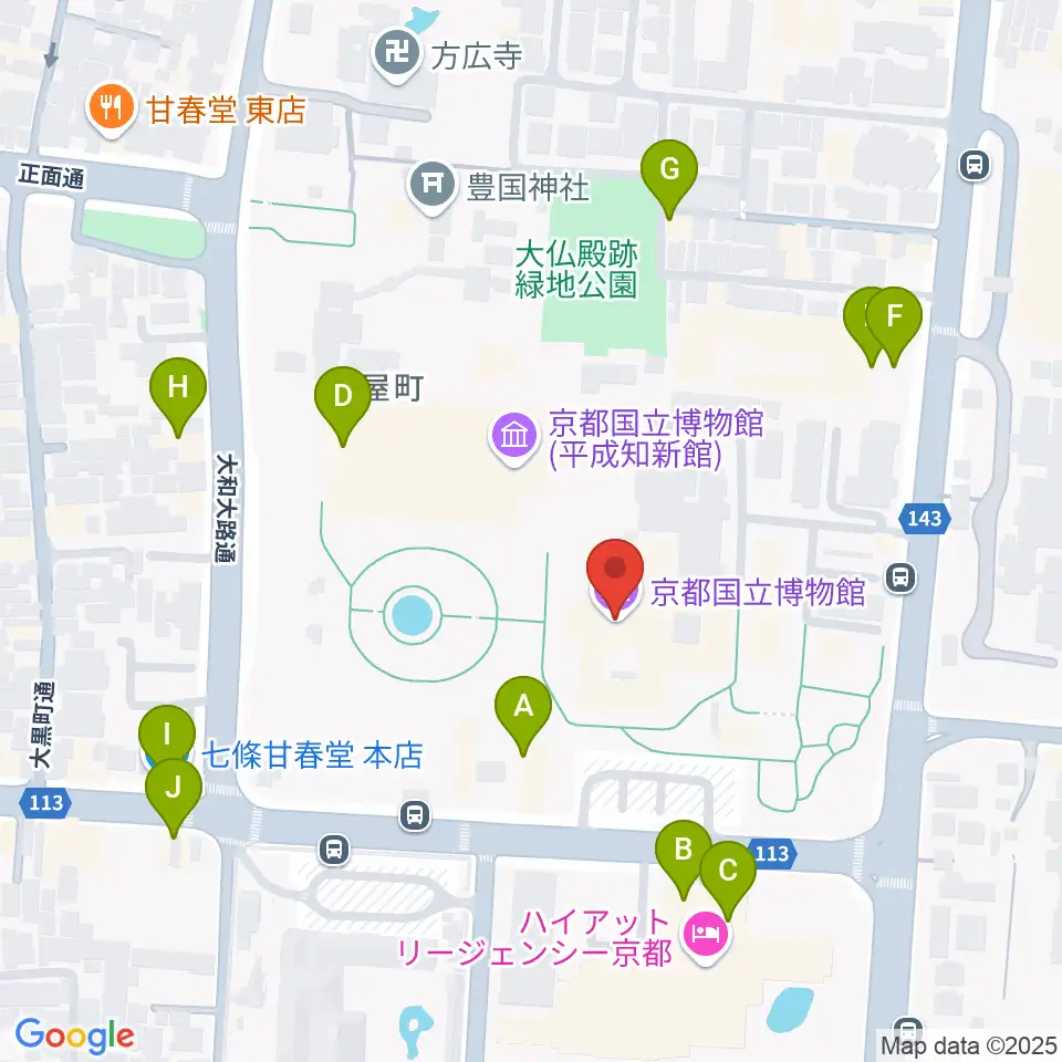 京都国立博物館周辺のカフェ一覧地図