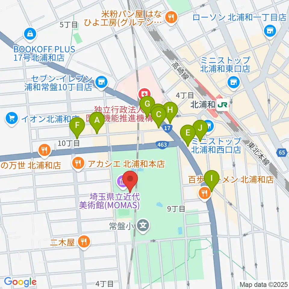 埼玉県立近代美術館周辺のカフェ一覧地図
