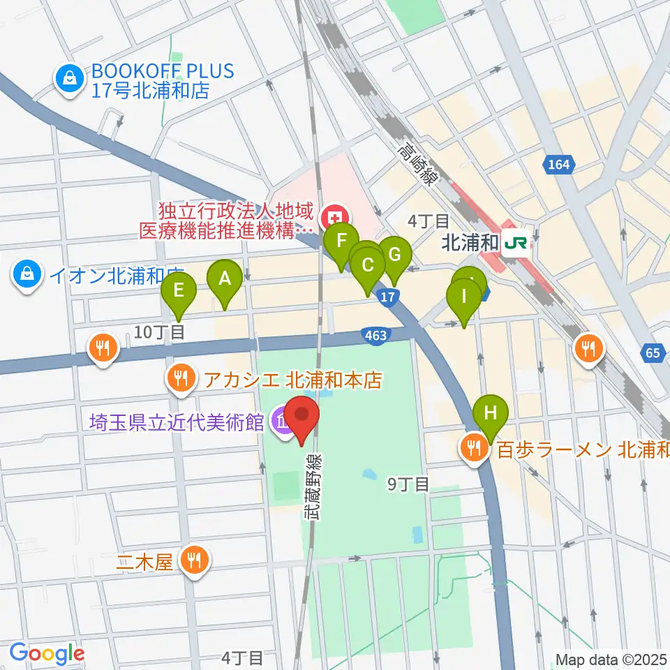 埼玉県立近代美術館周辺のカフェ一覧地図
