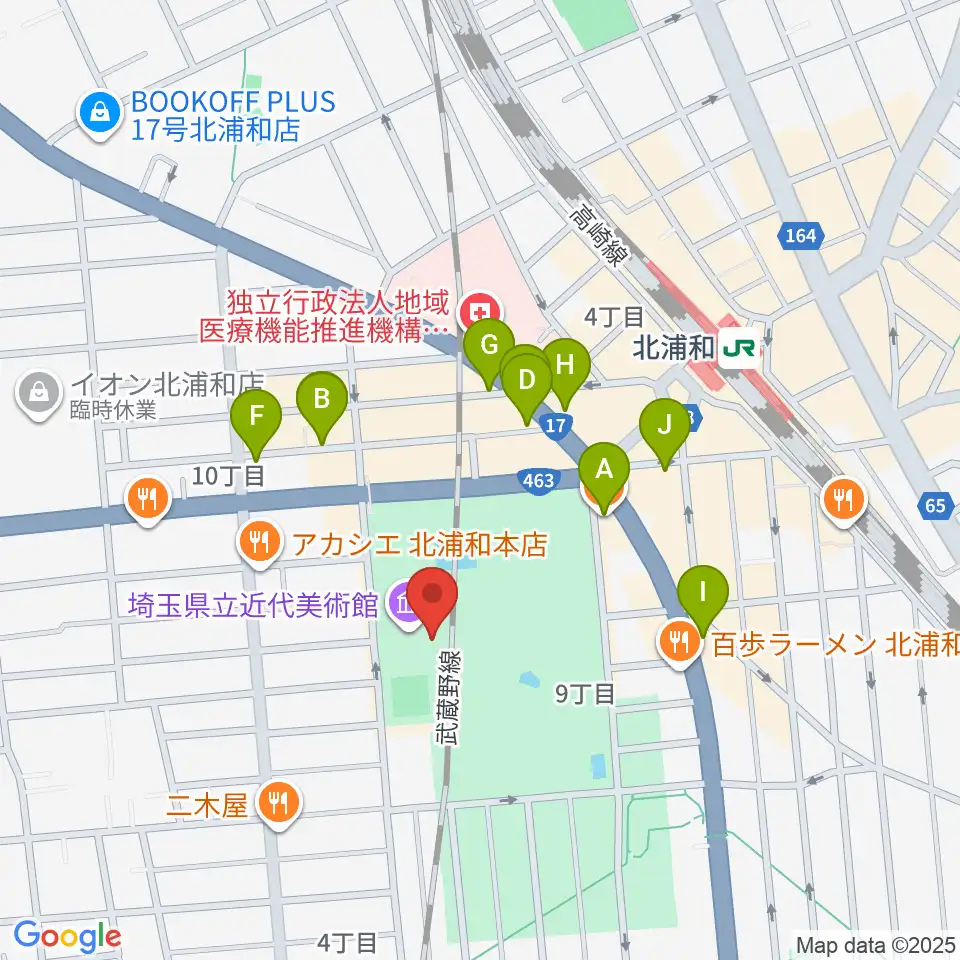 埼玉県立近代美術館周辺のカフェ一覧地図