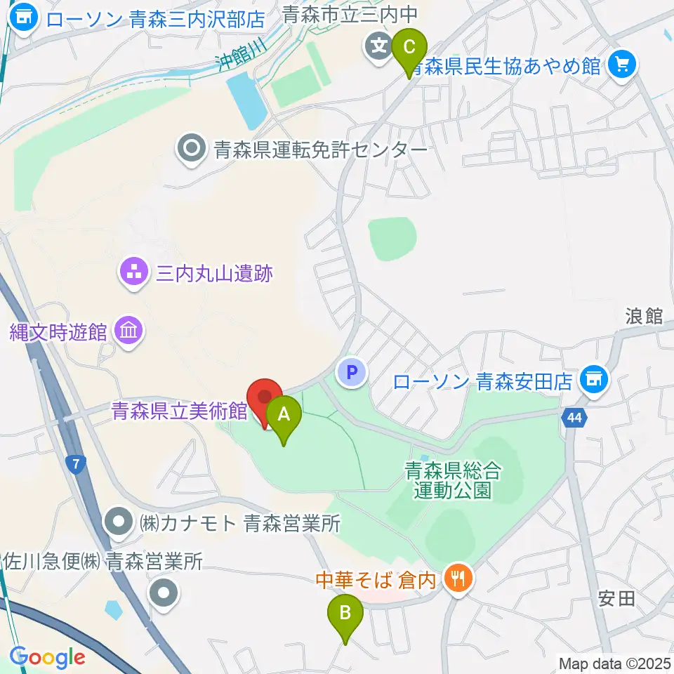 青森県立美術館周辺のカフェ一覧地図