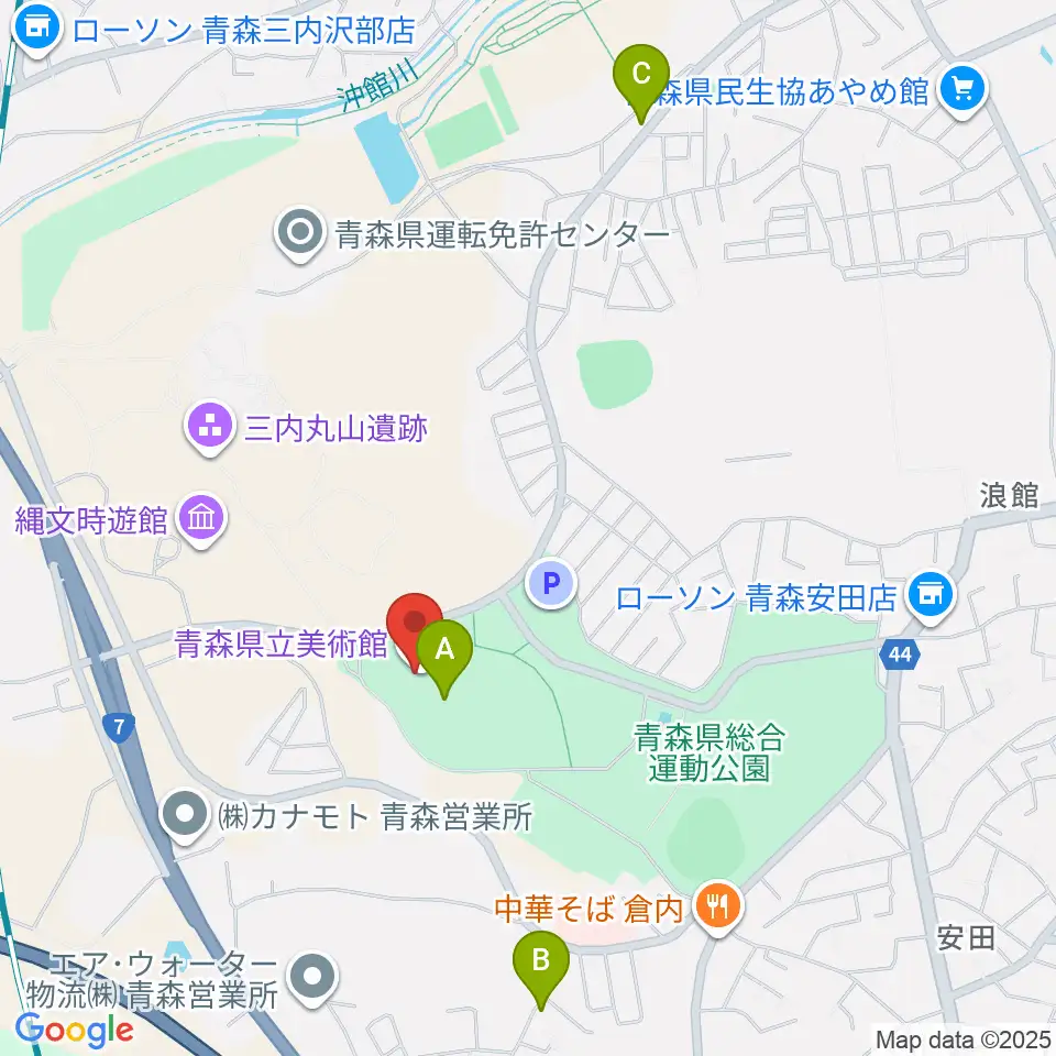 青森県立美術館周辺のカフェ一覧地図