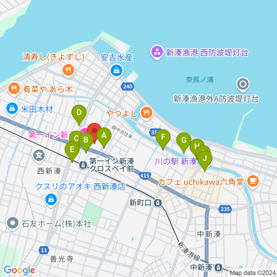 クロスベイ新湊周辺のカフェ一覧地図