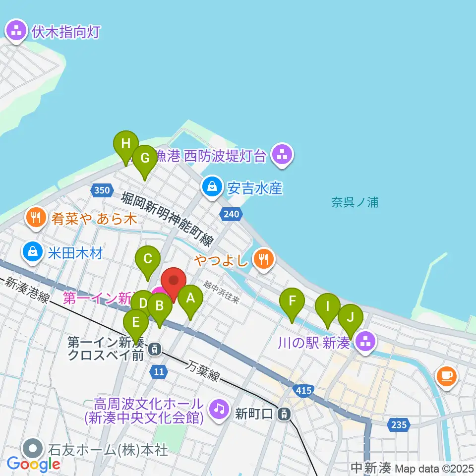 クロスベイ新湊周辺のカフェ一覧地図