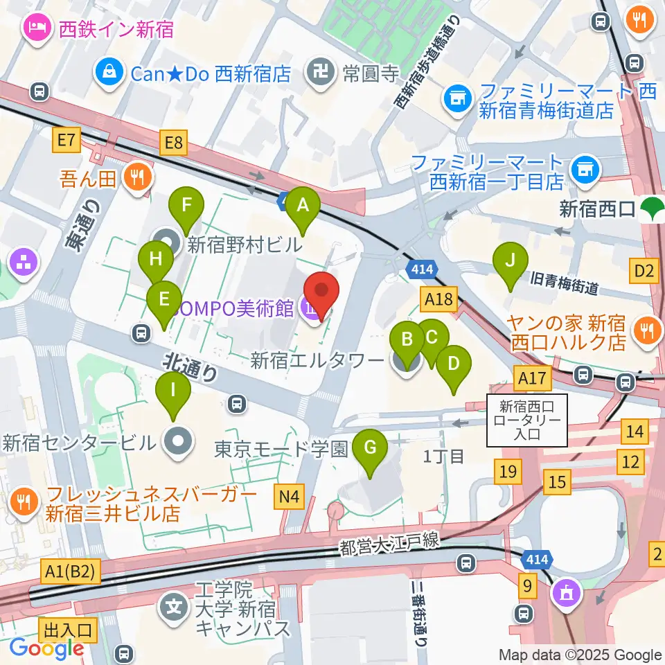 SOMPO美術館周辺のカフェ一覧地図