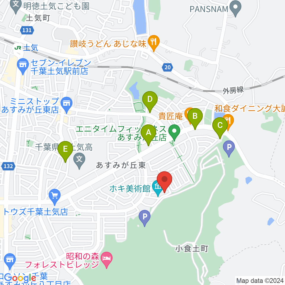 ホキ美術館周辺のカフェ一覧地図