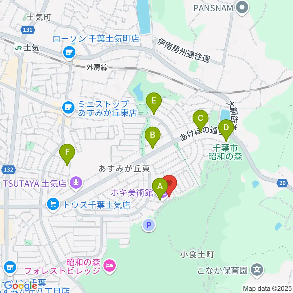 ホキ美術館周辺のカフェ一覧地図