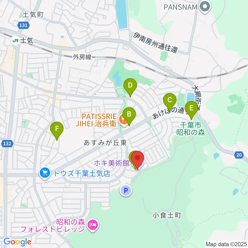 ホキ美術館周辺のカフェ一覧地図