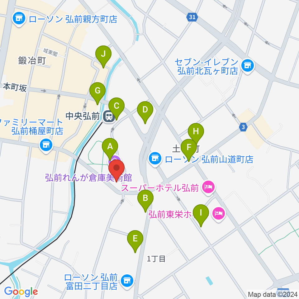 弘前れんが倉庫美術館周辺のカフェ一覧地図