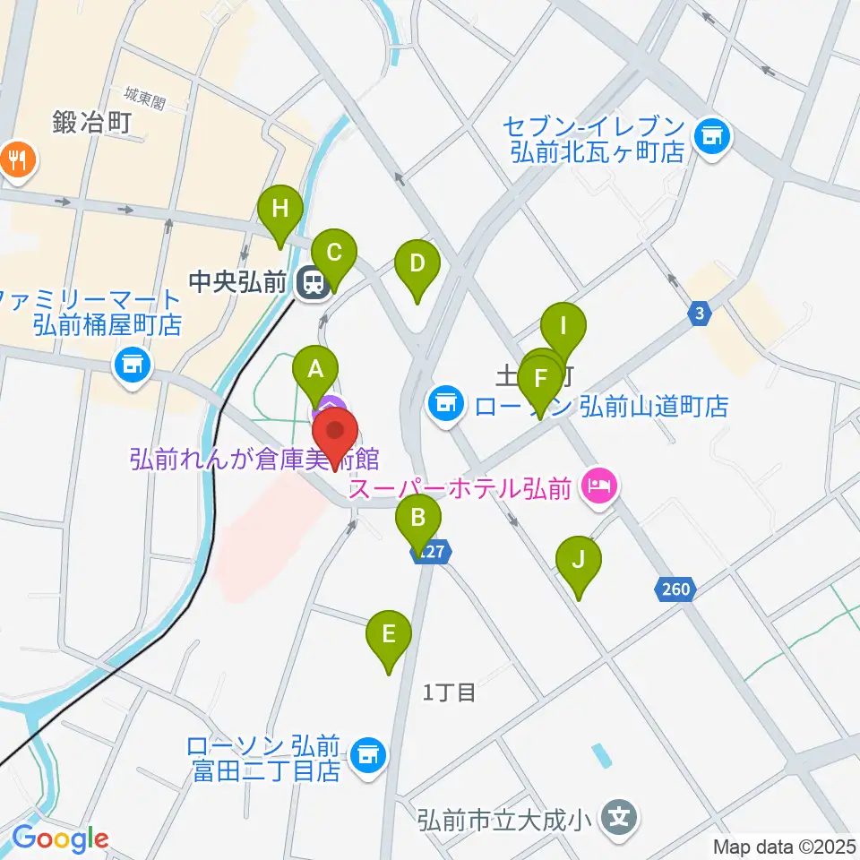 弘前れんが倉庫美術館周辺のカフェ一覧地図