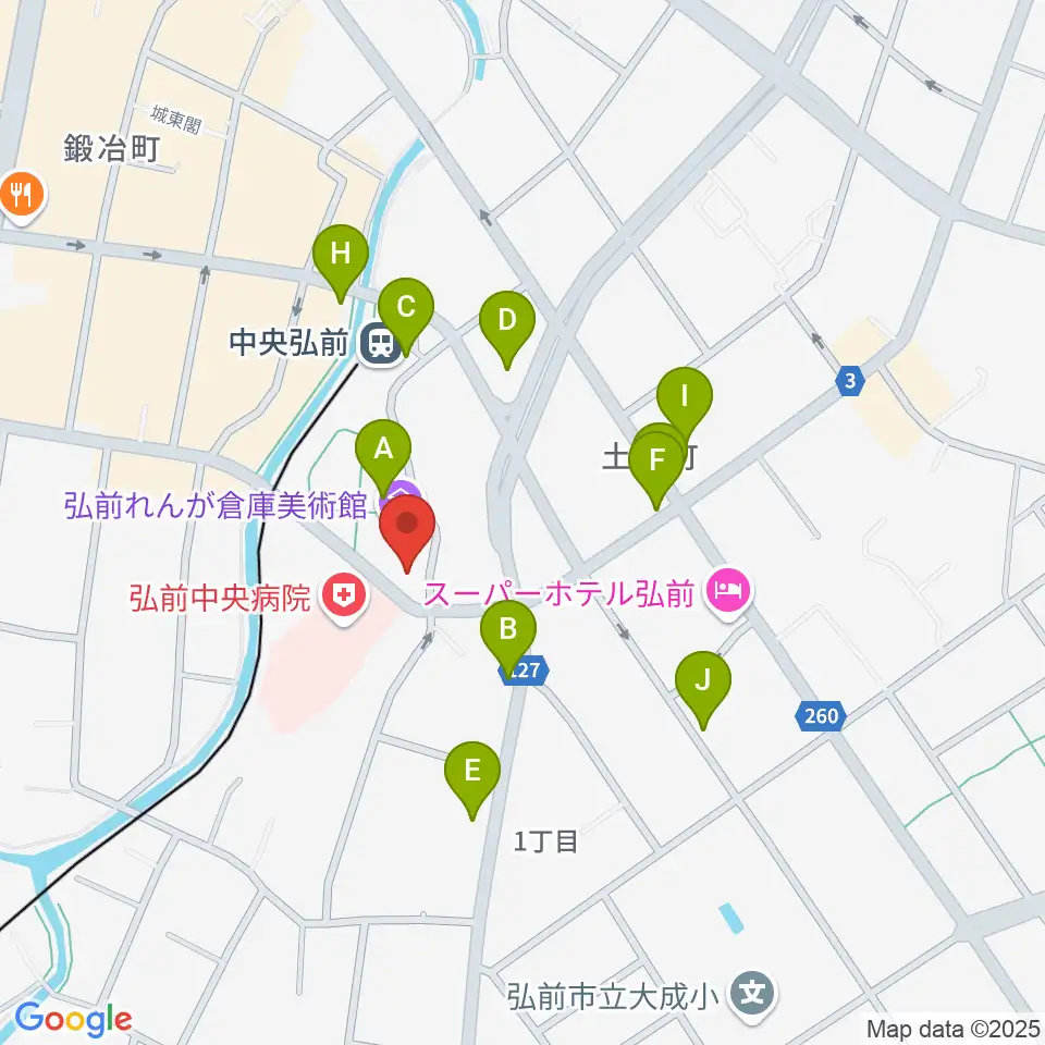 弘前れんが倉庫美術館周辺のカフェ一覧地図