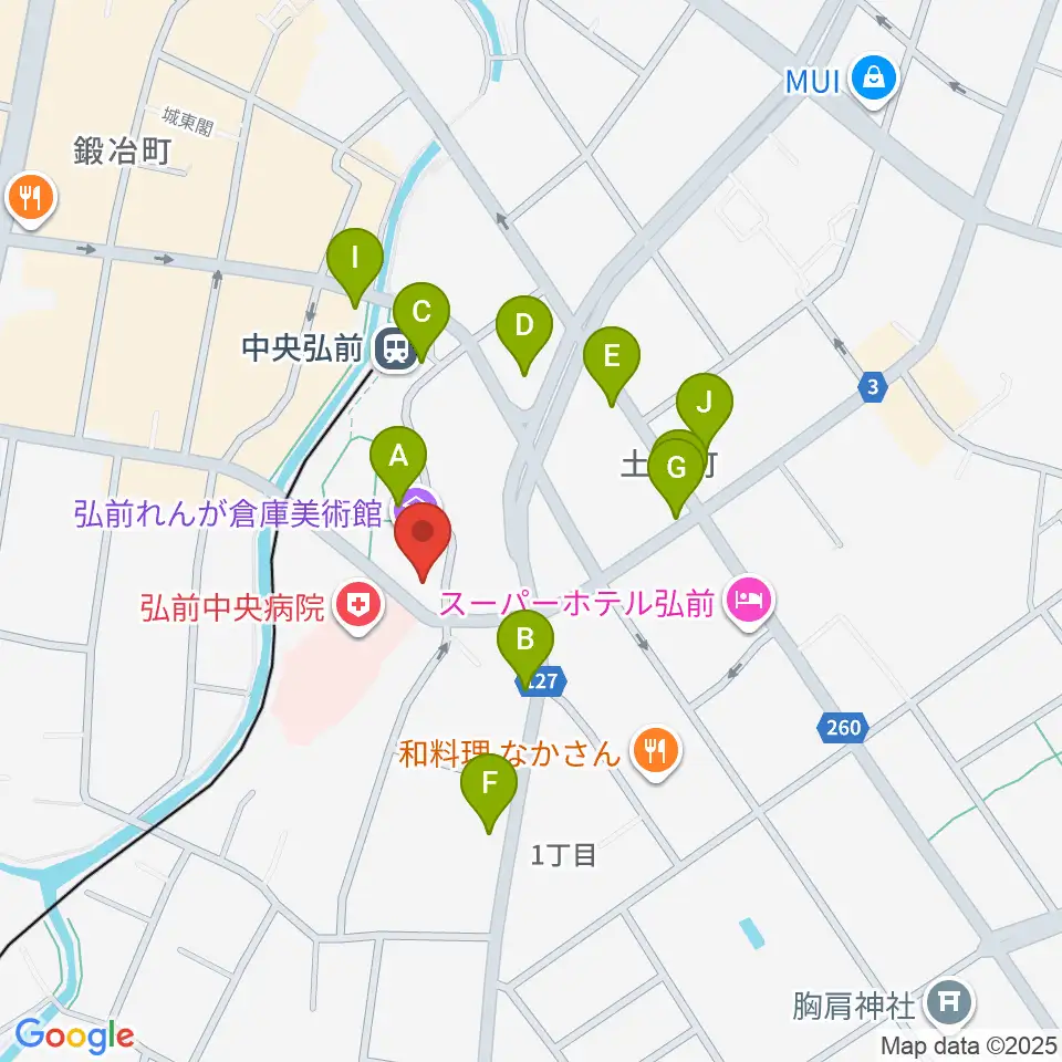 弘前れんが倉庫美術館周辺のカフェ一覧地図