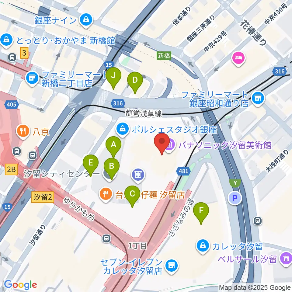 パナソニック汐留美術館周辺のカフェ一覧地図