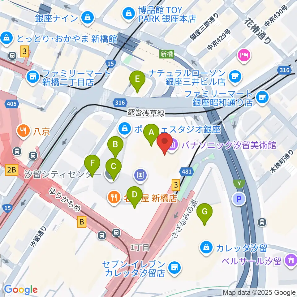 パナソニック汐留美術館周辺のカフェ一覧地図