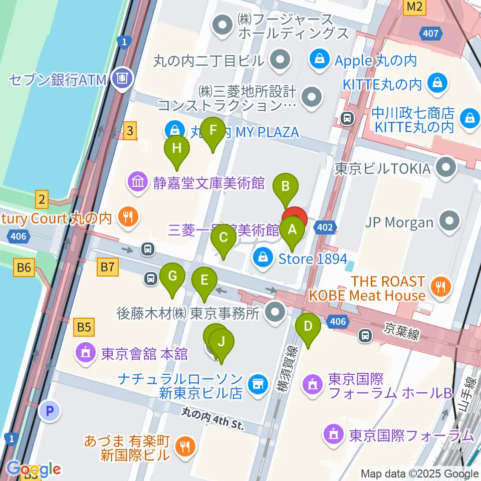 三菱一号館美術館周辺のカフェ一覧地図