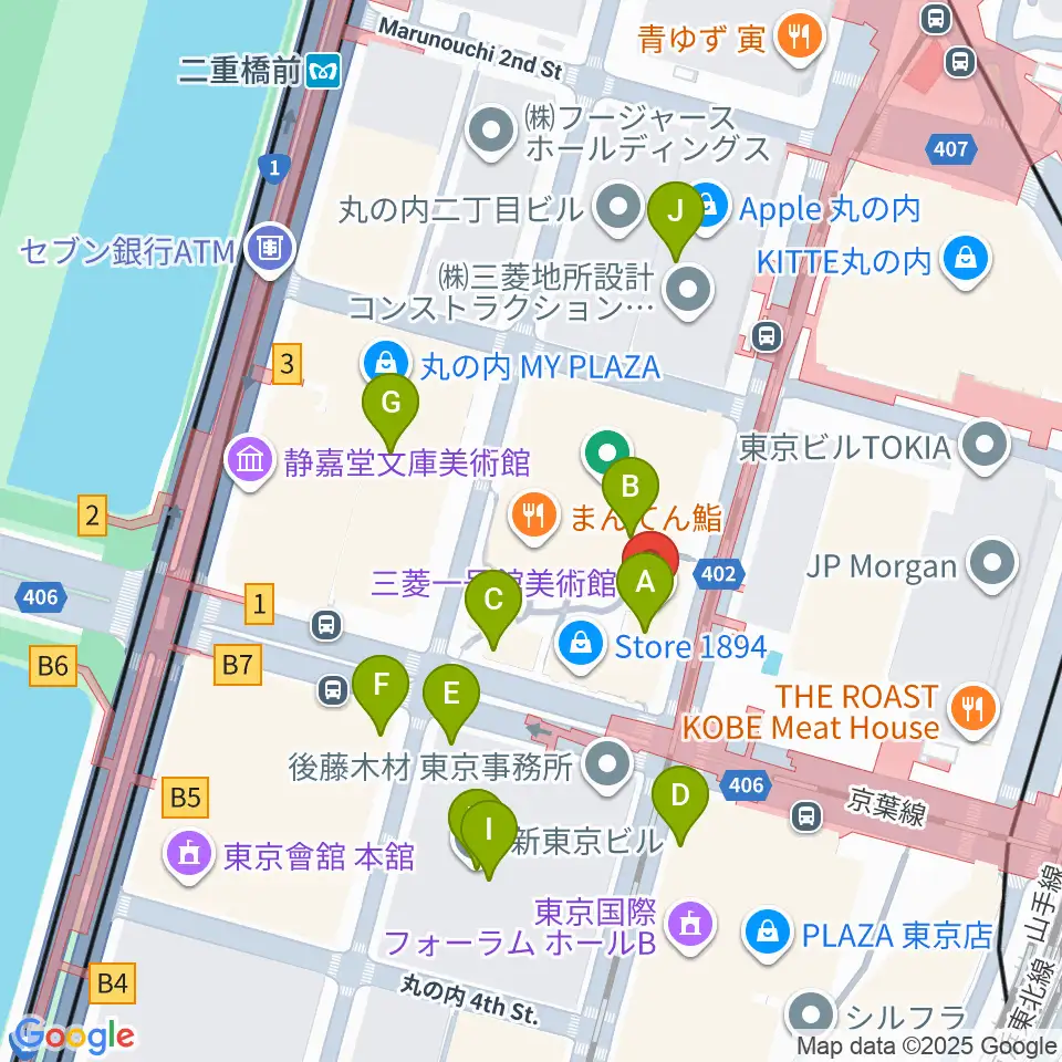 三菱一号館美術館周辺のカフェ一覧地図